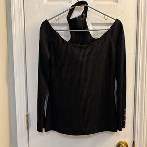 Off the shoulder black ribbed top